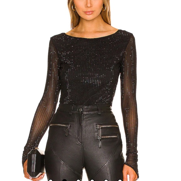 OW Collection Tops - NWT NEW OW Collection Mesha Blouse in Black Glitter
